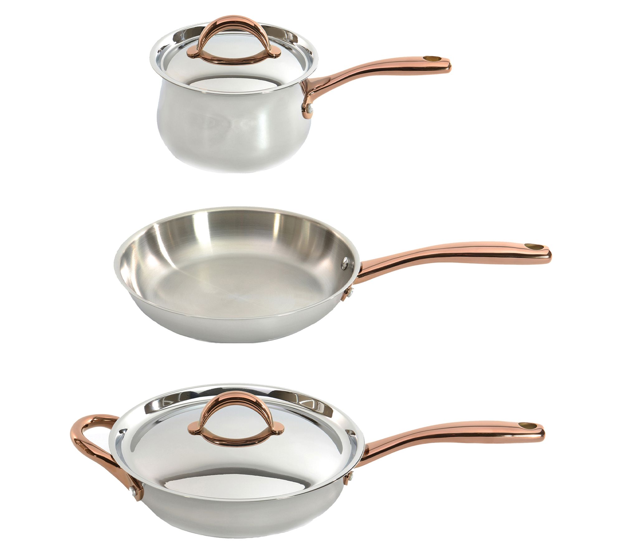 BergHOFF Ouro Gold 18/10 SS  5pc Starter Set, SS Lids