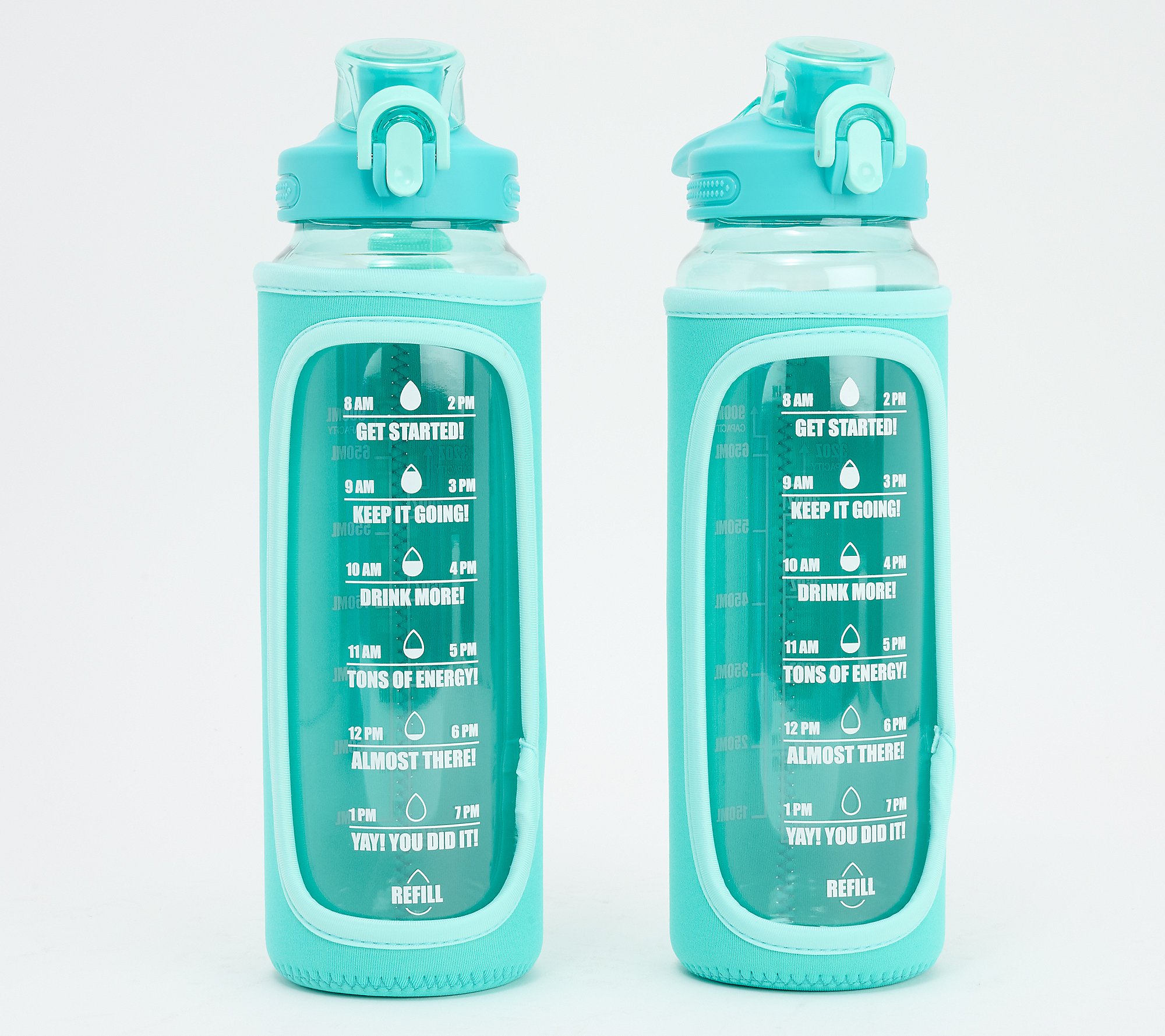 As Is Primula Set of (2) 32-oz Motivational Water Bottle