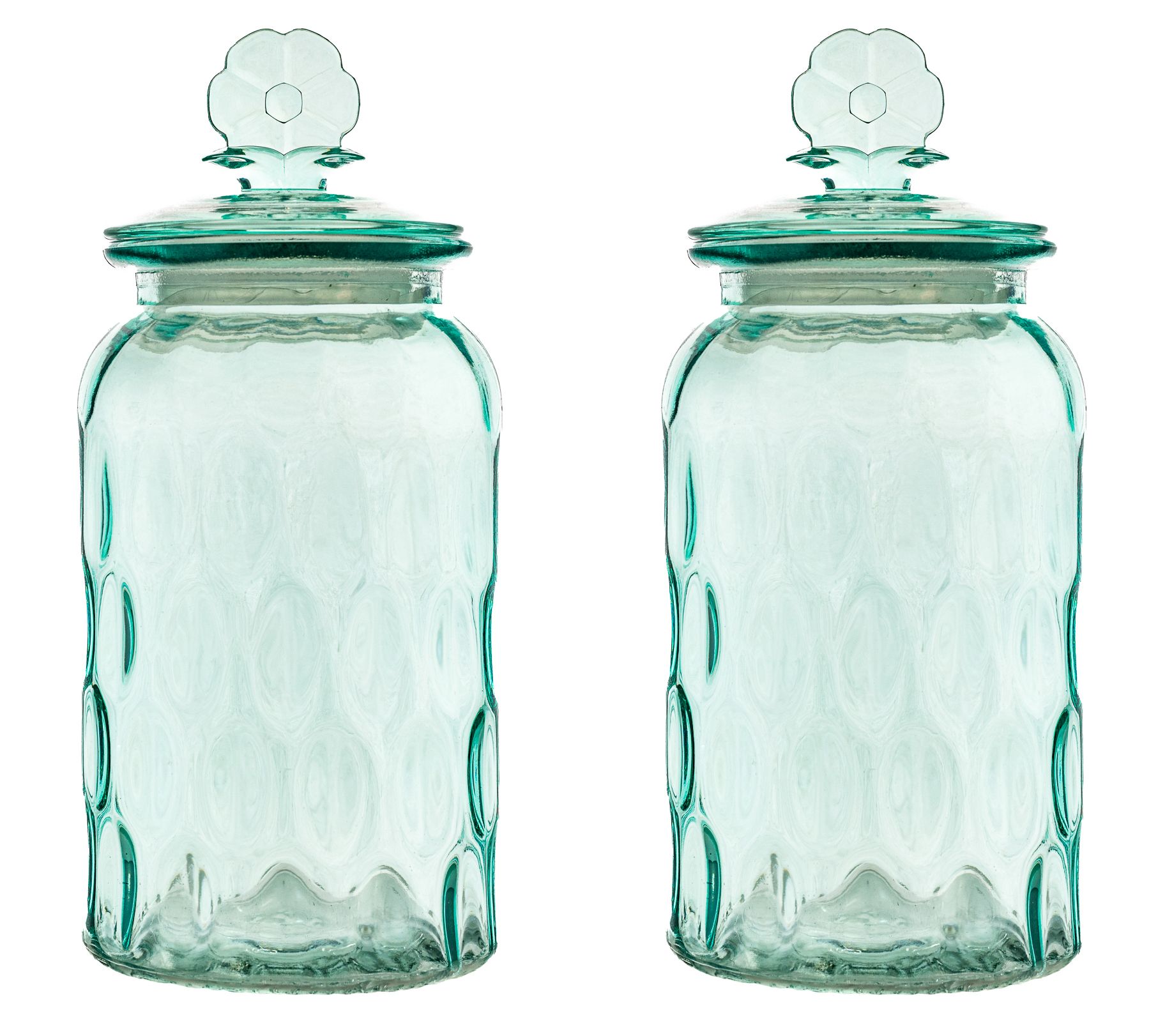 10 Strawberry Street Textured Glass Flower Canister, Set of 2