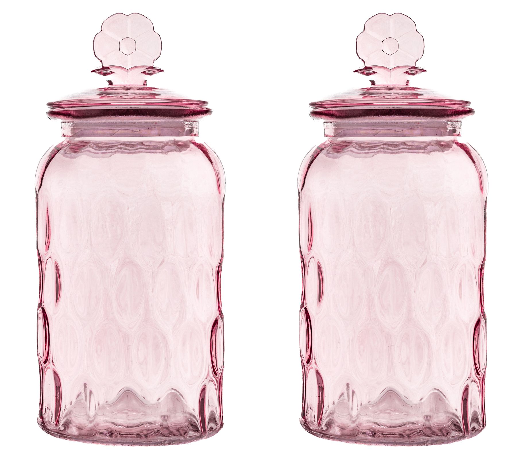 10 Strawberry Street Textured Glass Flower Canister, Set of 2