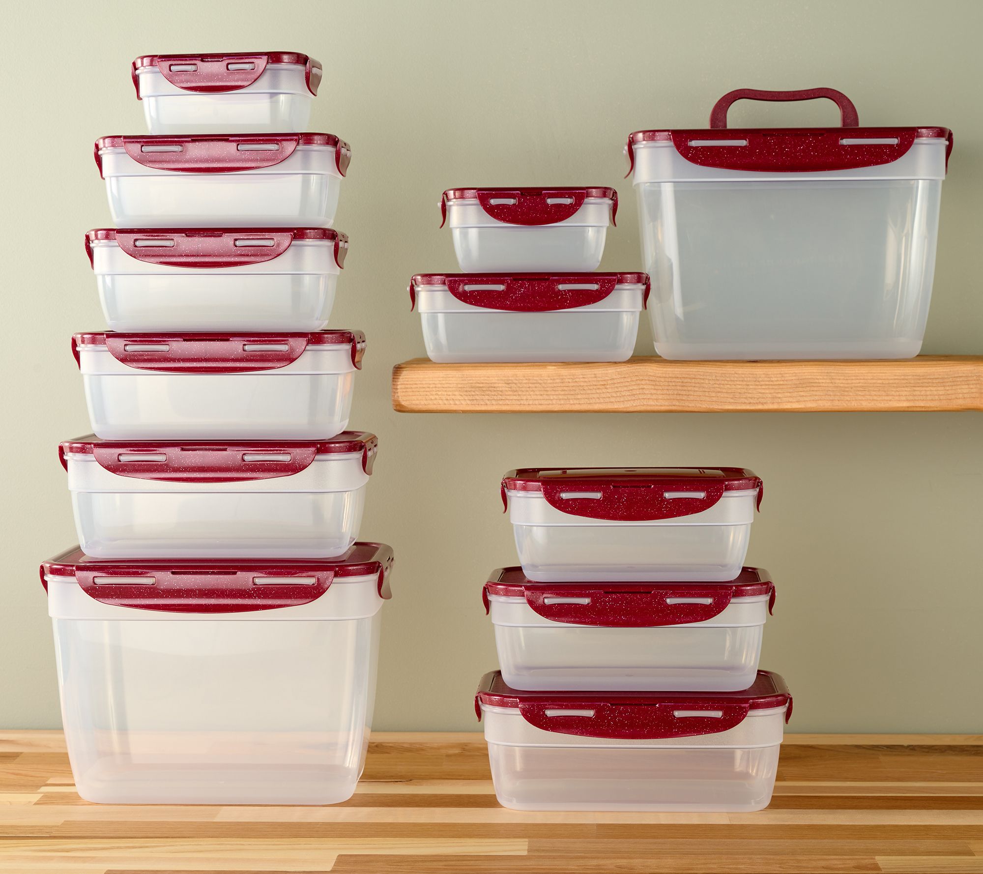 LocknLock 12-Pc Nestable Rectangle Storage Set w/ (2) Handle Lids