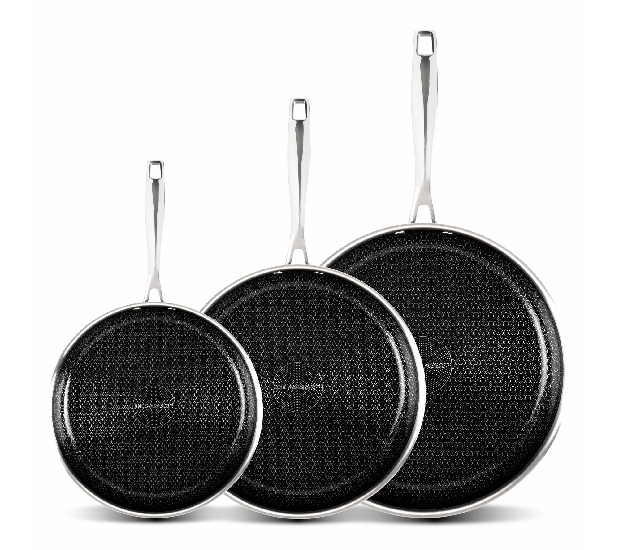 Ceramax 3 Piece Frying Pan Set with Ceramic Etched Design