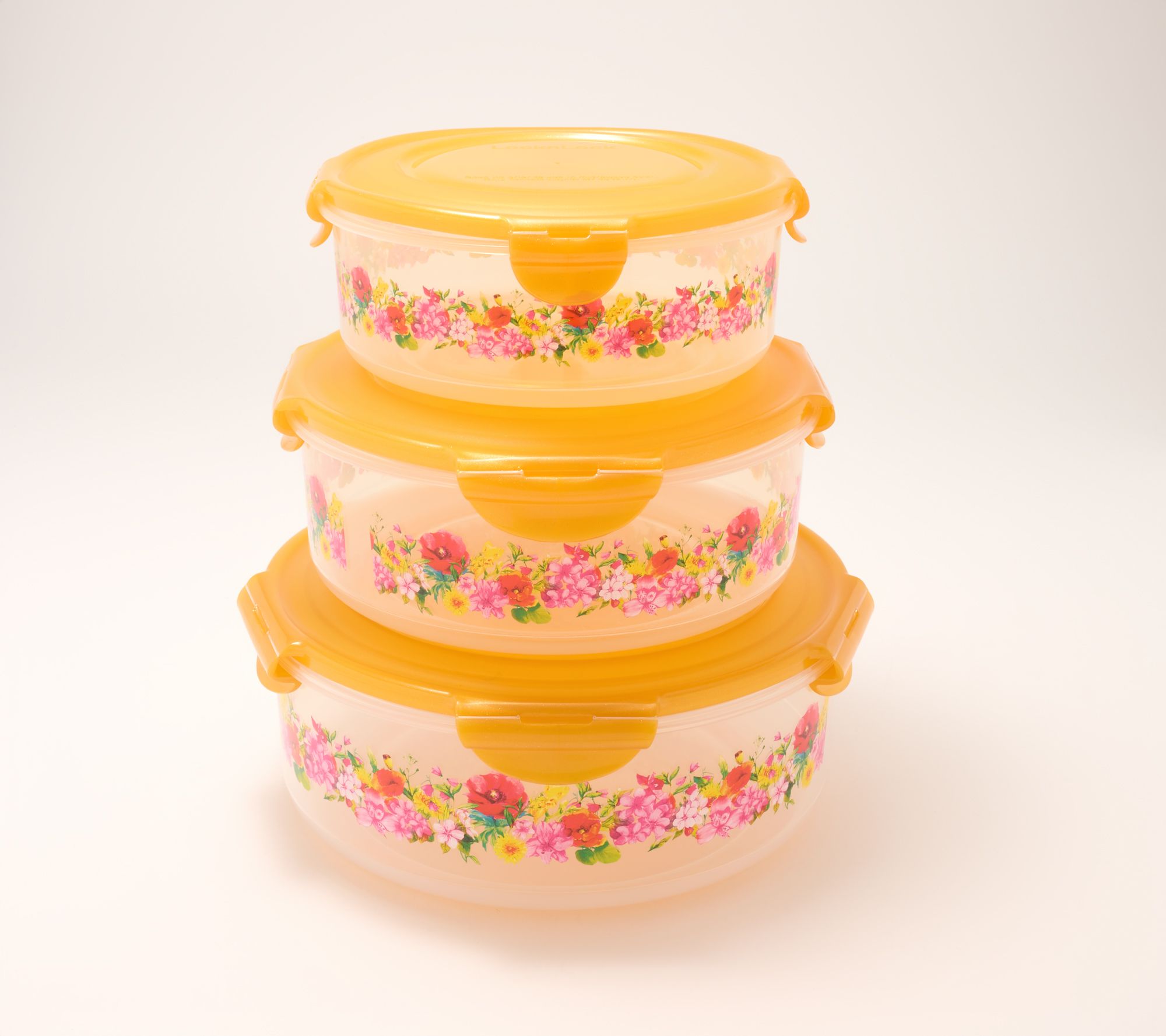 LocknLock 3-Piece Nestable Floral Printed Canisters