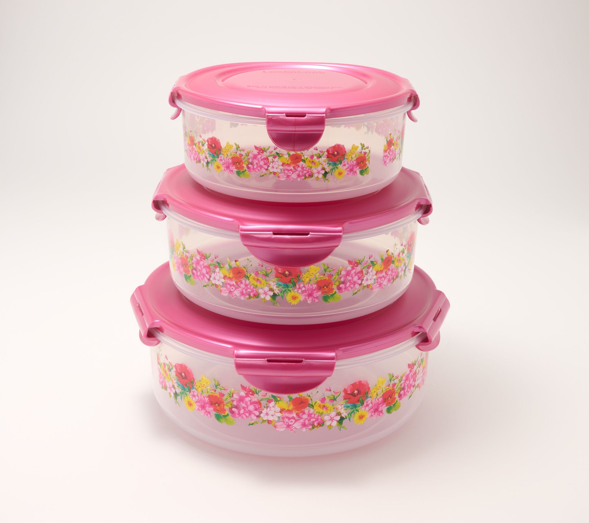 LocknLock 3-Piece Nestable Floral Printed Canisters