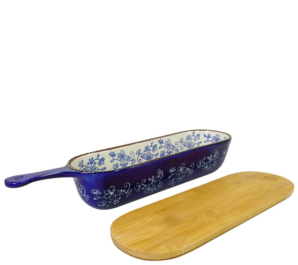 Temp-tations Floral Lace Bread Server with WoodCutting Boar - QVC.com