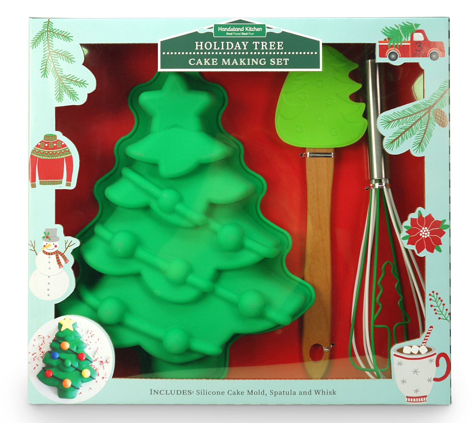 Trudeau Christmas Tree Metal Cake Pan Non-stick Green