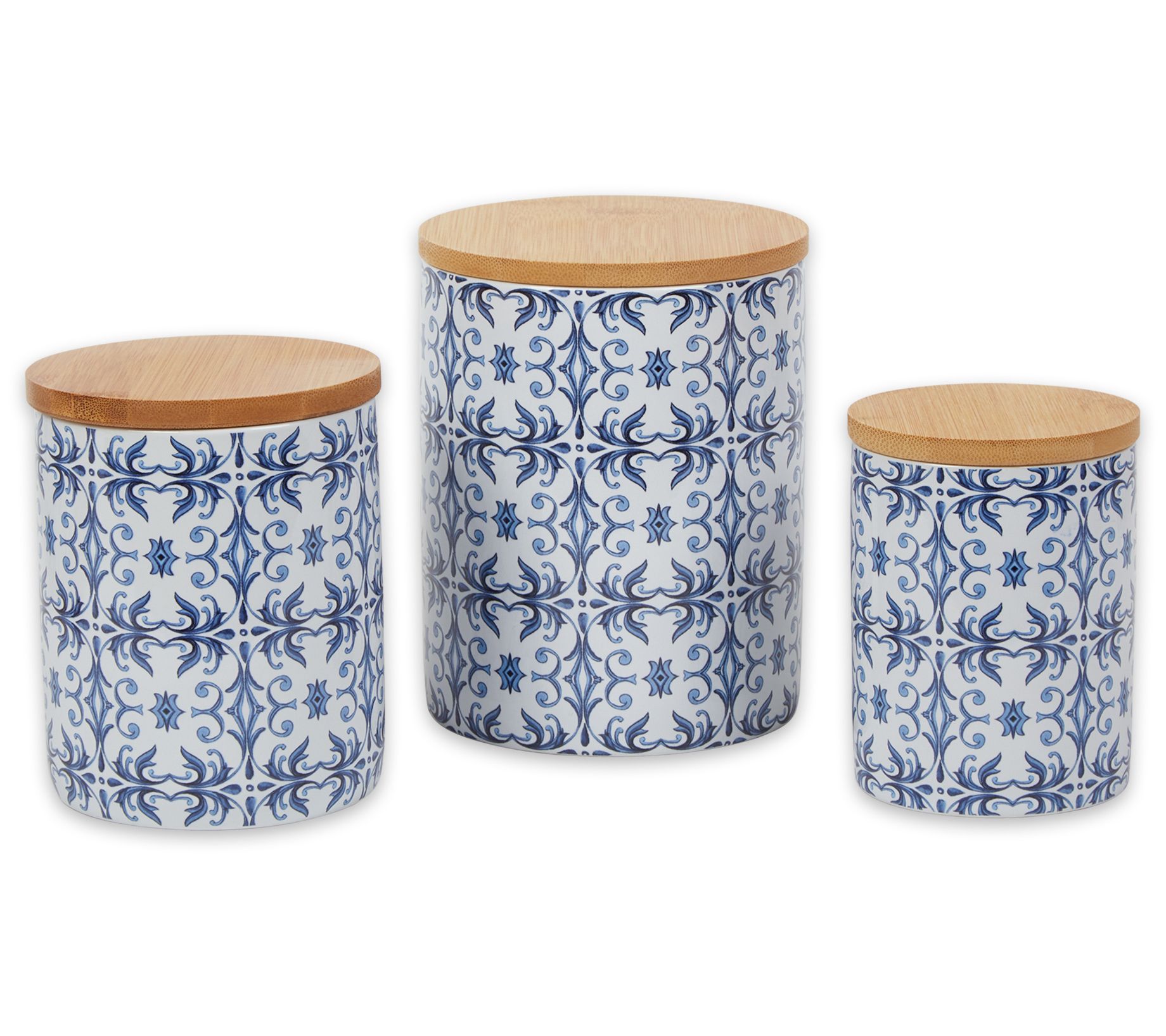 Talavera Flour Sugar Coffee Tea Blue and White Ceramic Kitchen Canister Set  of 4