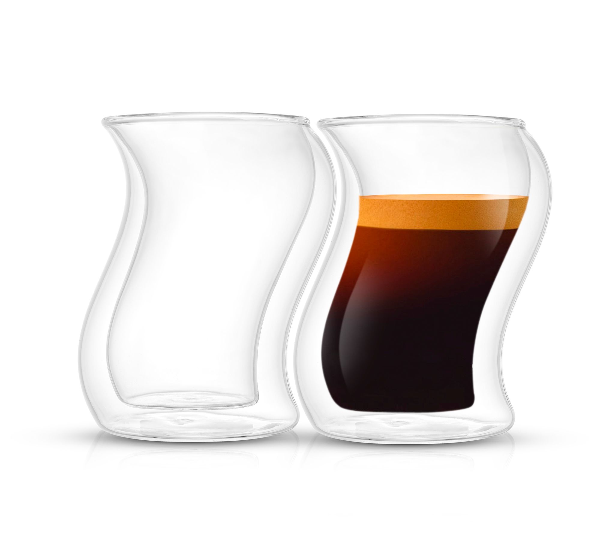 JoyJolt Set of (2) 2-oz Pivot Double-Walled Espesso Glasses