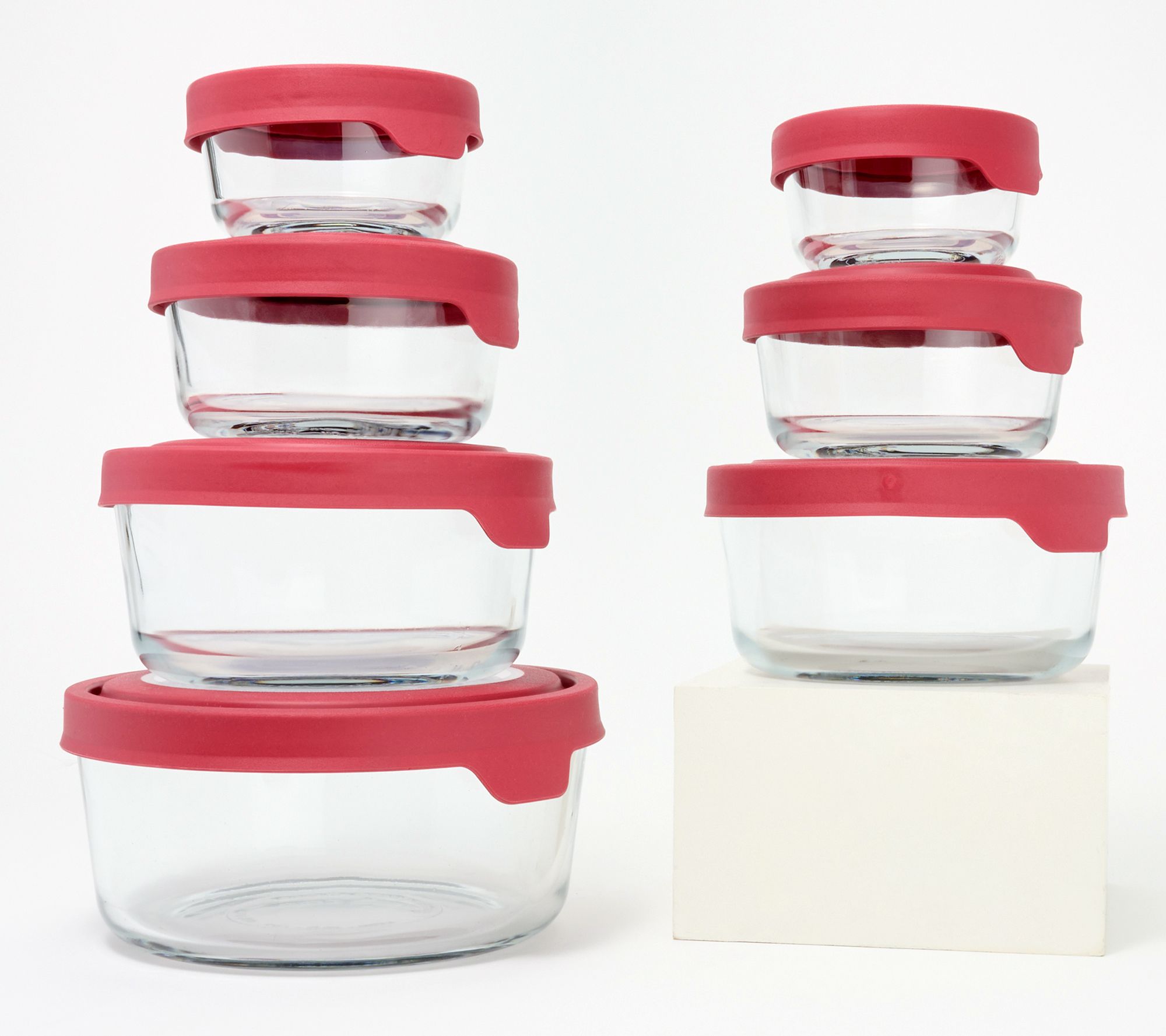 Anchor Hocking 7 Cup Round Kitchen Storage Container with Red Lid -- 4 per  case