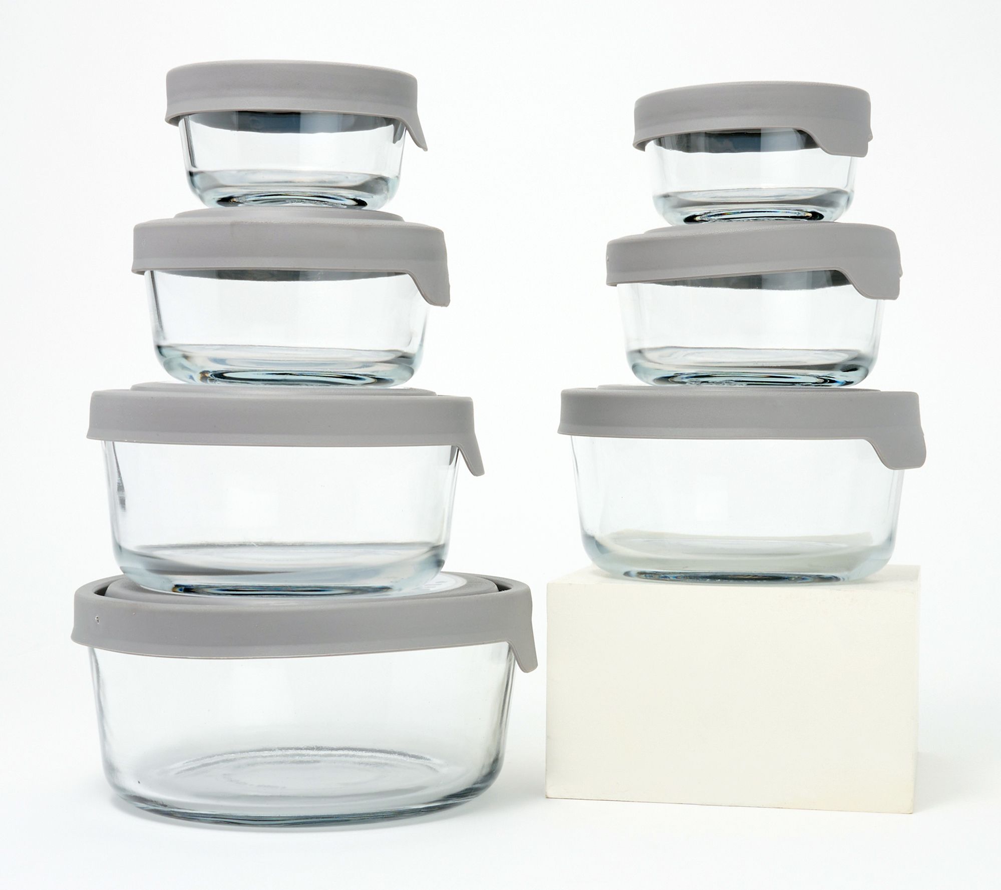 As Is c e ll a TruSeal 4-Pc Glass Rectangle Food Storage Set w/ Marker 