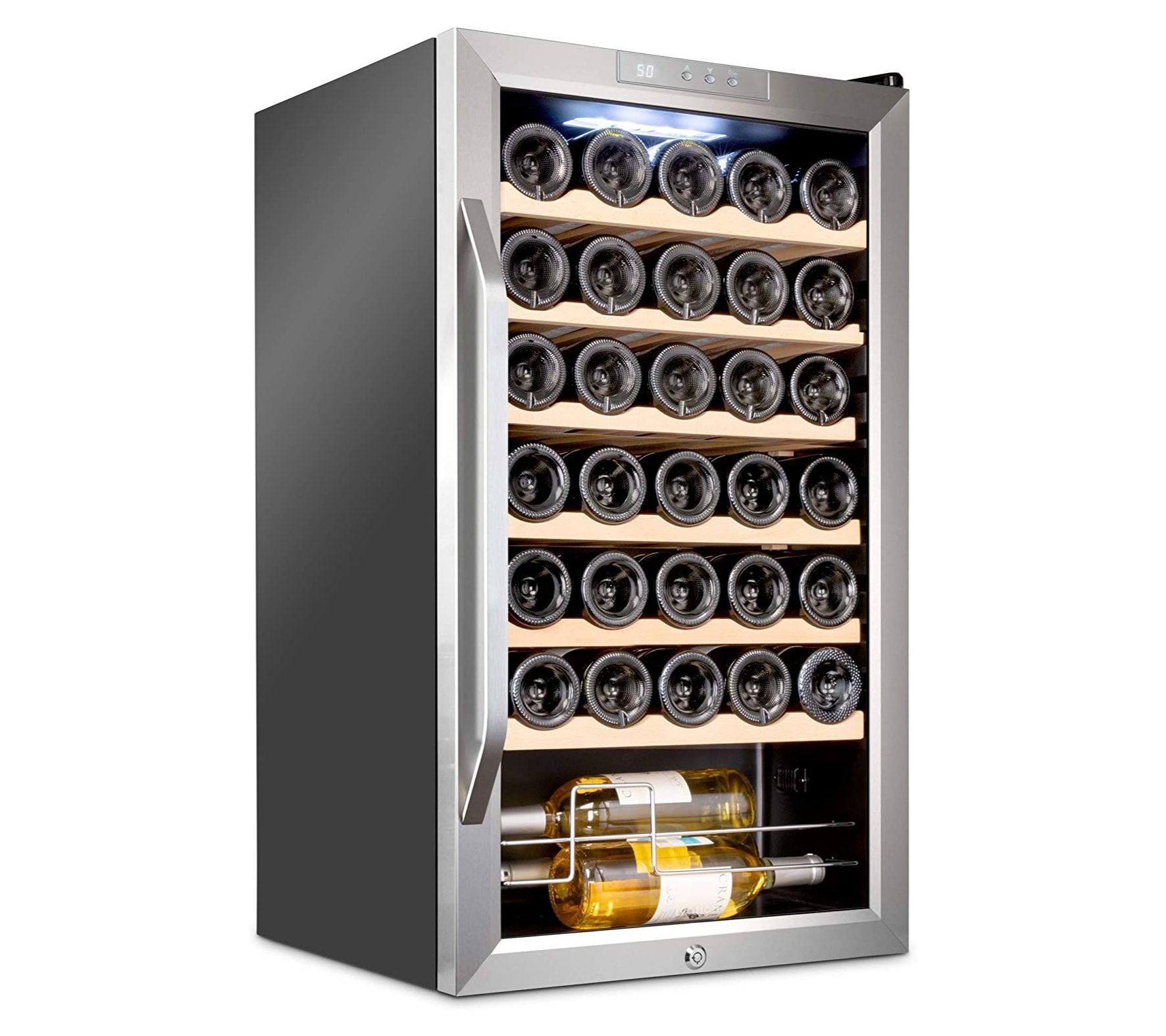 Ivation 34-Bottle Stainless Steel Wine Cooler w/Lock