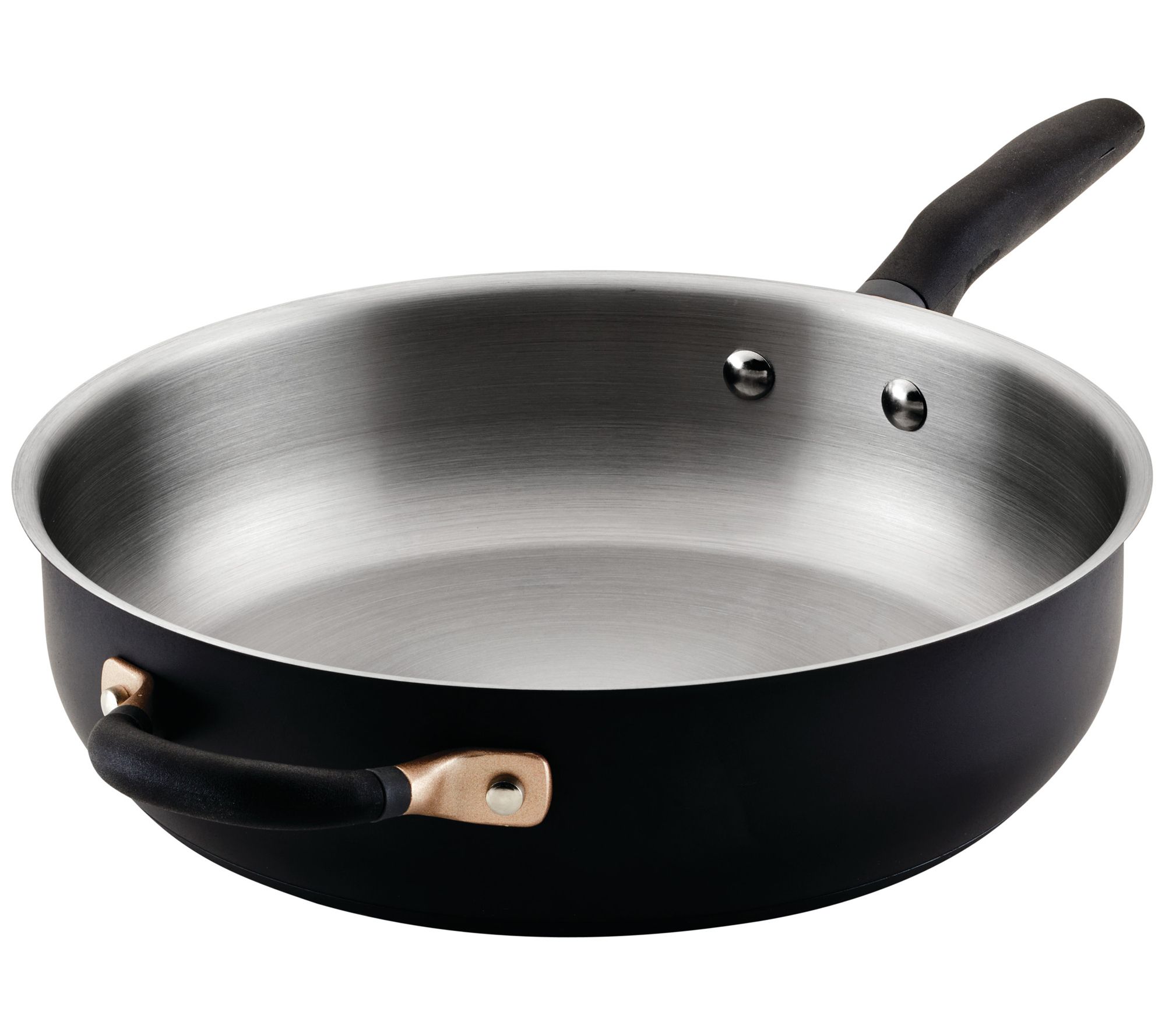 Rachael Ray Cook + Create 4.5 qt. Hard Anodized Aluminum Nonstick Saucier Sauce Pan in Black with Lid