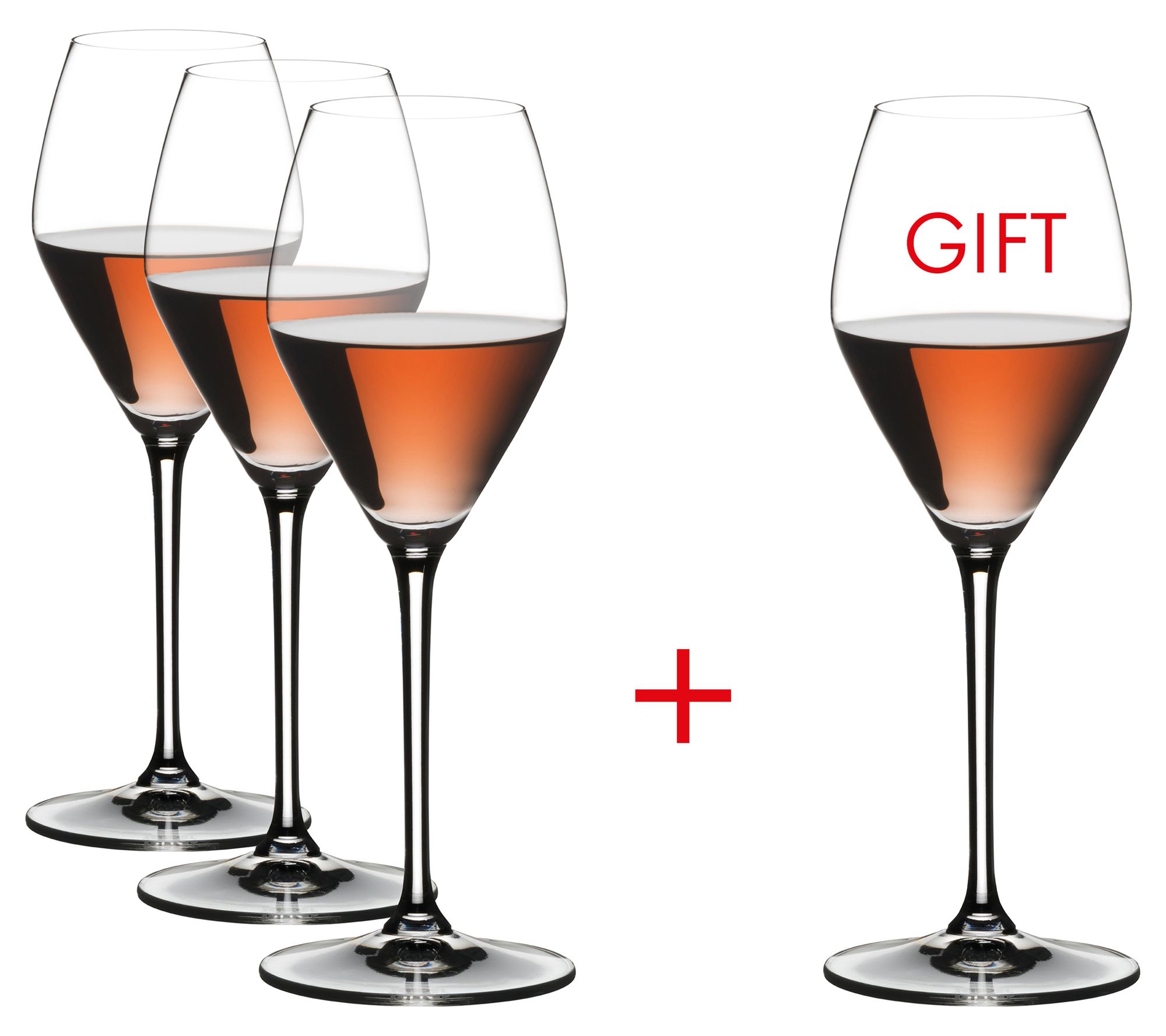 RIEDEL Set of (4) Extreme Rose/Champagne Wine Glasses