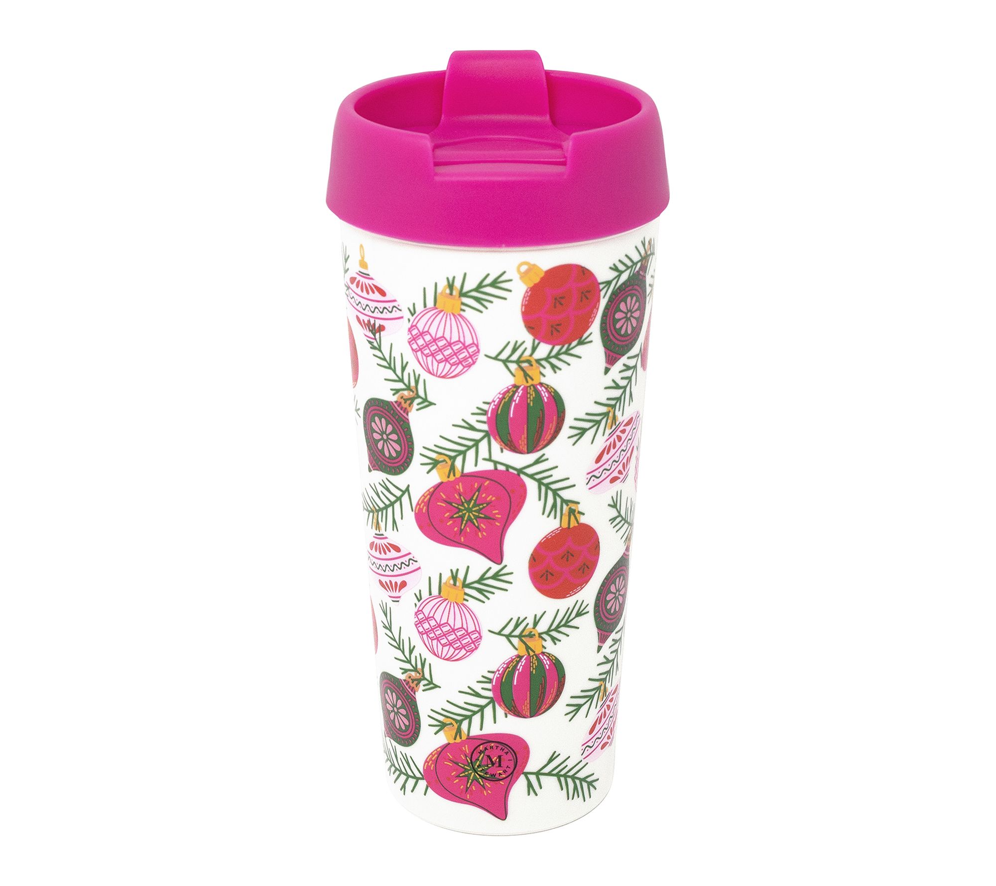 Martha Stewart Acrylic Thermal Mug, Festive Ornaments