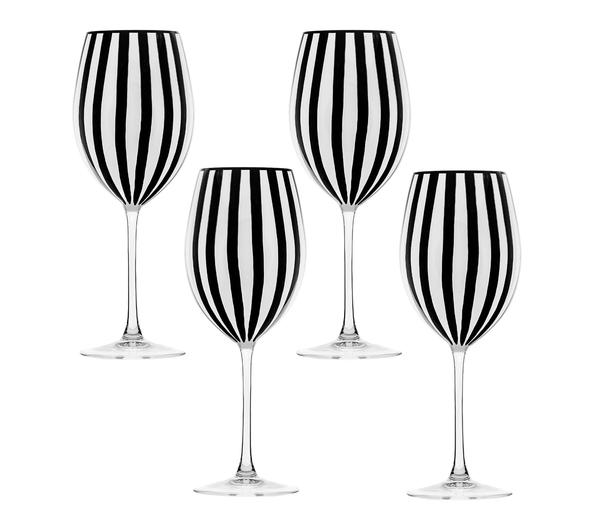 10 Strawberry Street Set of 4 Black & White RedWine Glasses