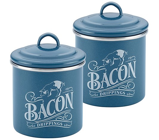 Ayesha Curry S/2 Enamel on Steel 4" x 4" BaconGrease Cans