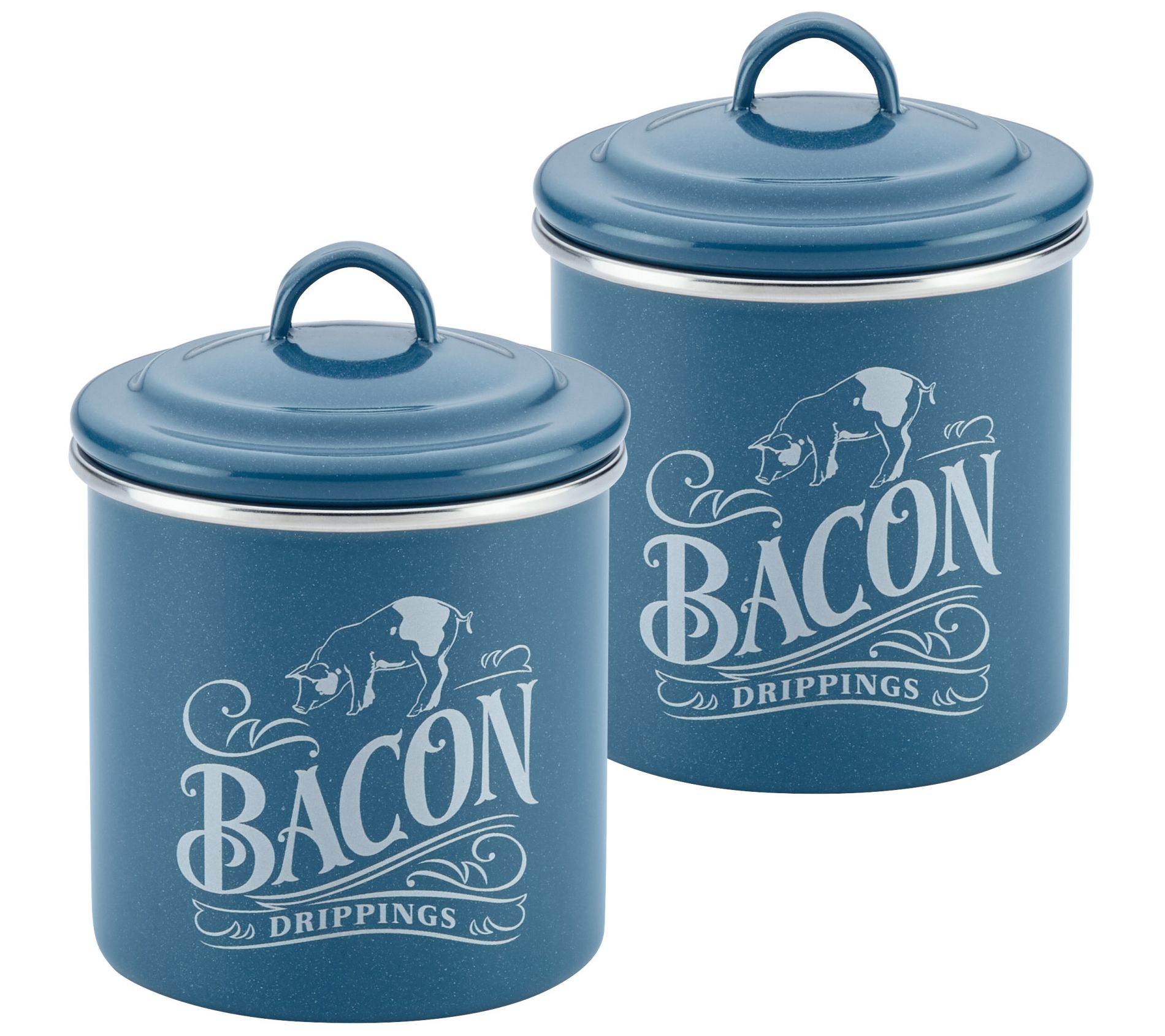 Ayesha Curry S/2 Enamel on Steel 4" x 4" Baconrease Cans