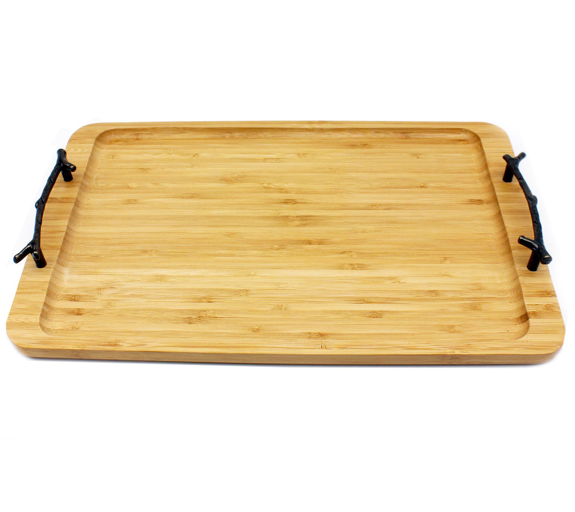 BergHOFF 8" Bamboo Tray with Wrought Iron Handles