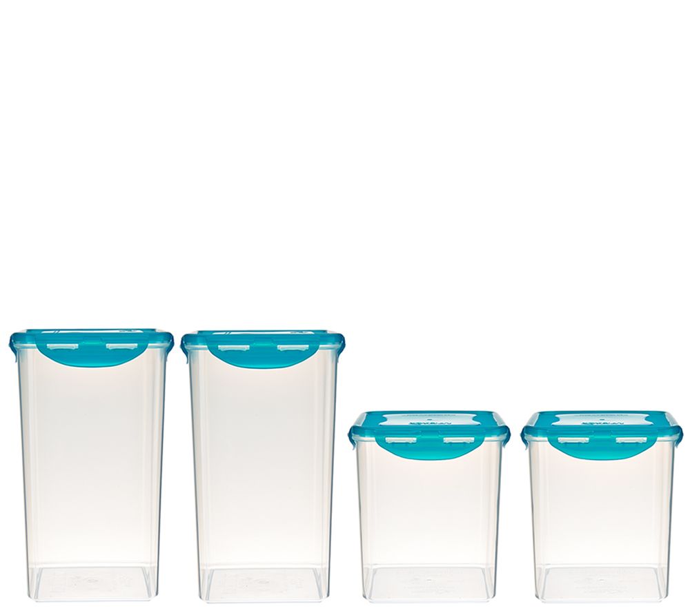 Lock & Lock 4 piece Tall Canister Storage Set w/ Color Lids