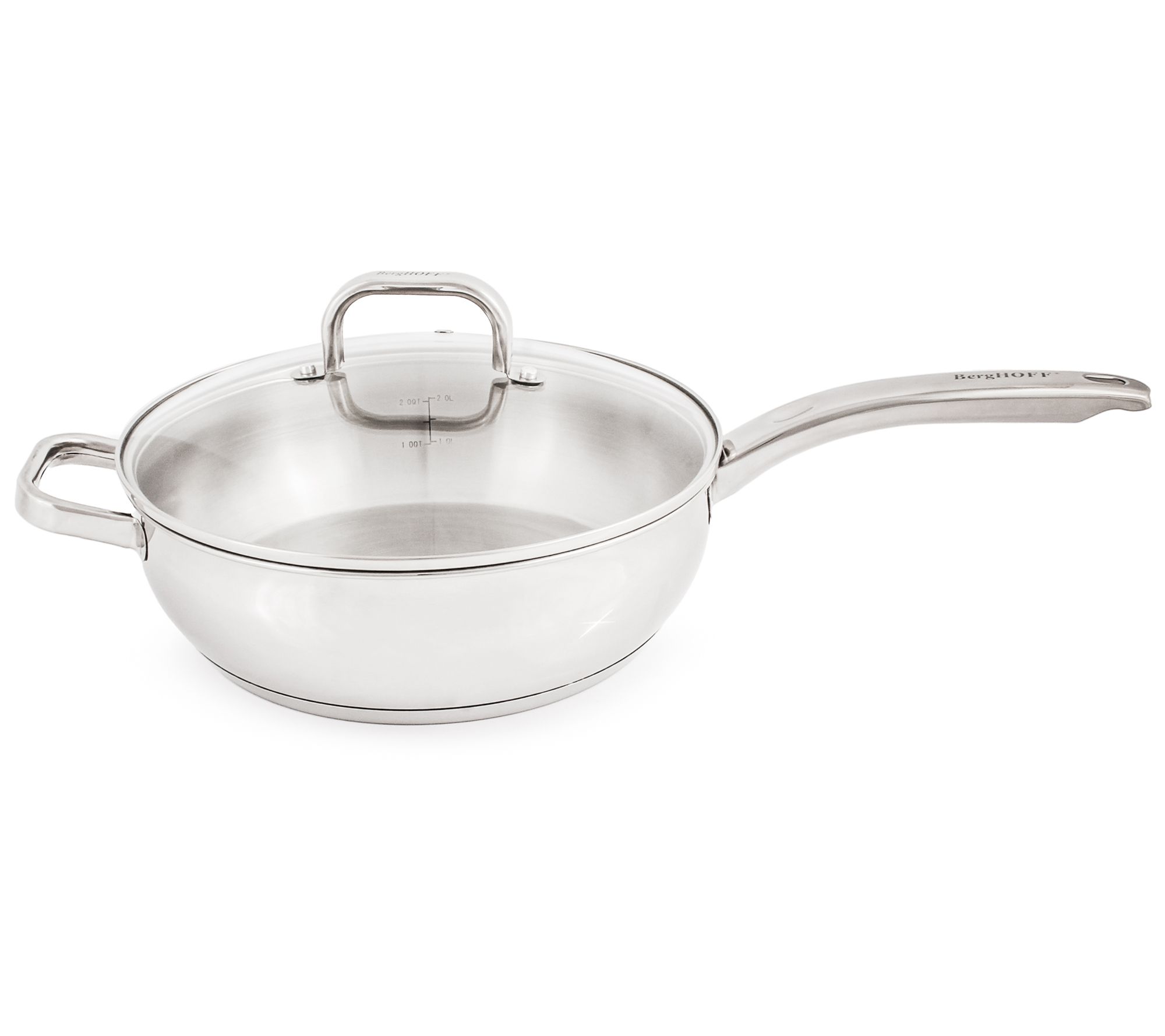 BergHOFF Belly Shape 18/10 SS 9.5" Deep Skilletwith Glass Lid