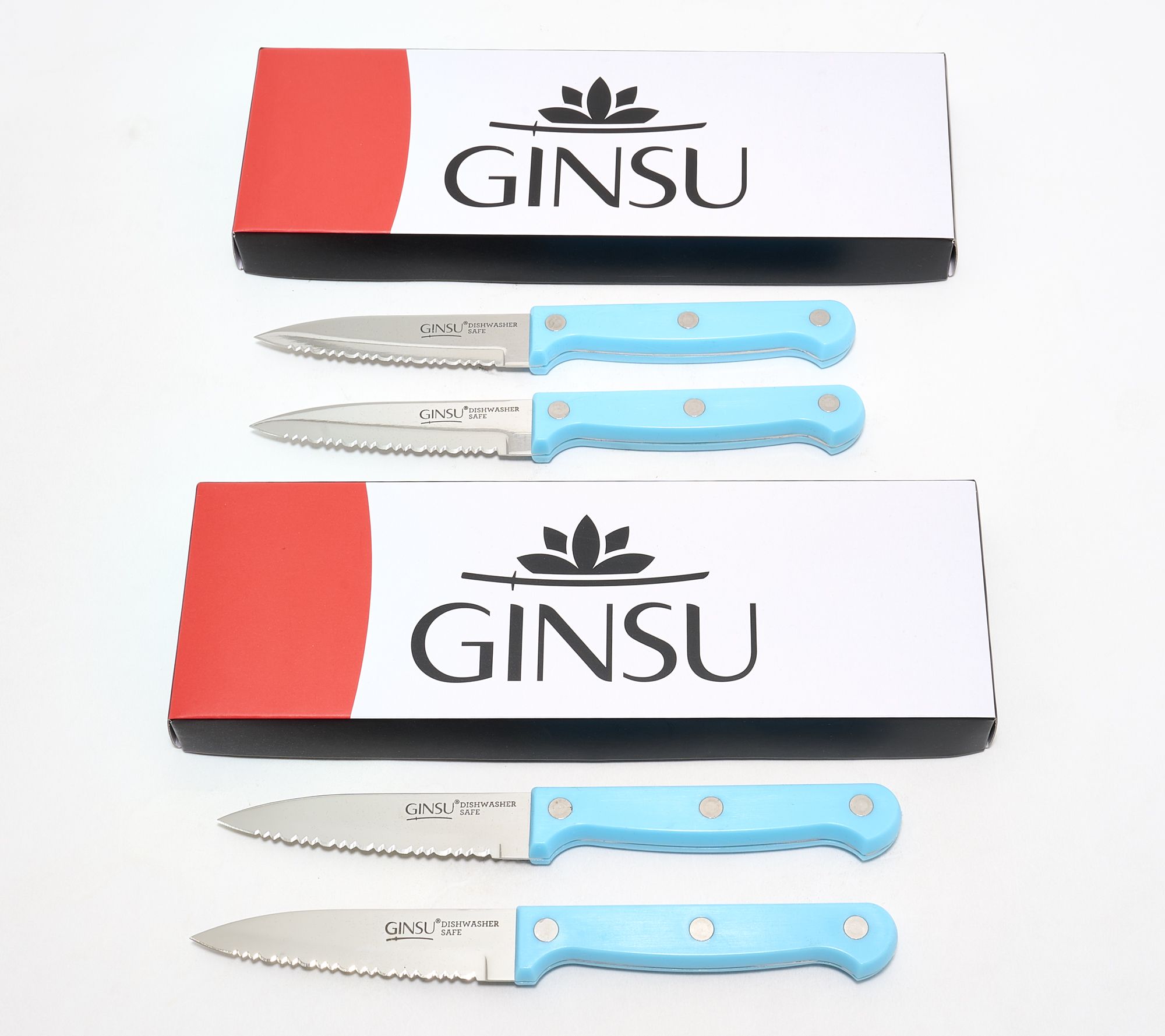 Ginsu (2) 2-Pc Serrated Paring Knife Sets w/ Gift Boxes