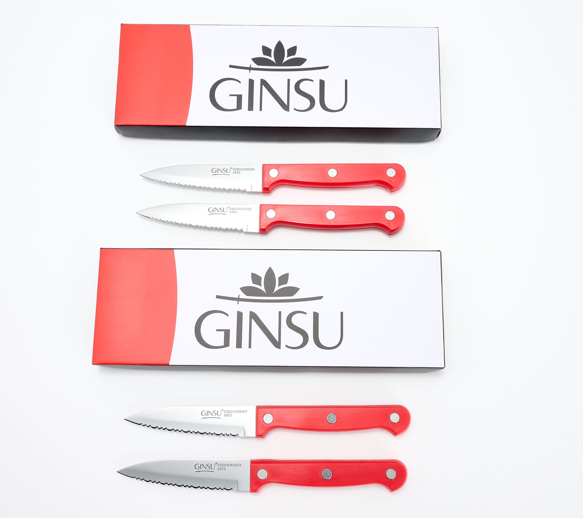 Ginsu (2) 2-Pc Serrated Paring Knife Sets w/ Gift Boxes