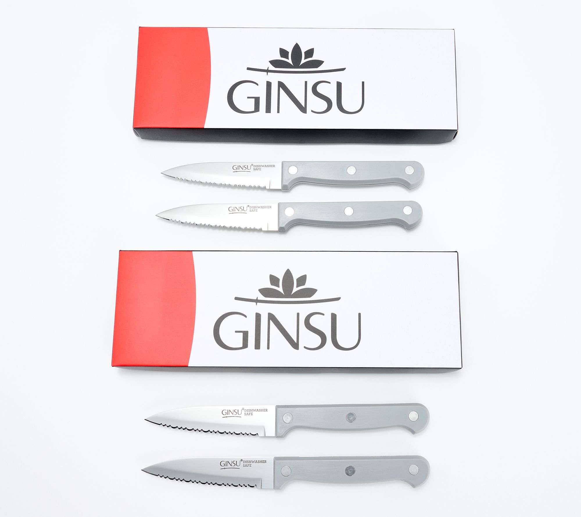 Ginsu (2) 2-Pc Serrated Paring Knife Sets w/ Gift Boxes