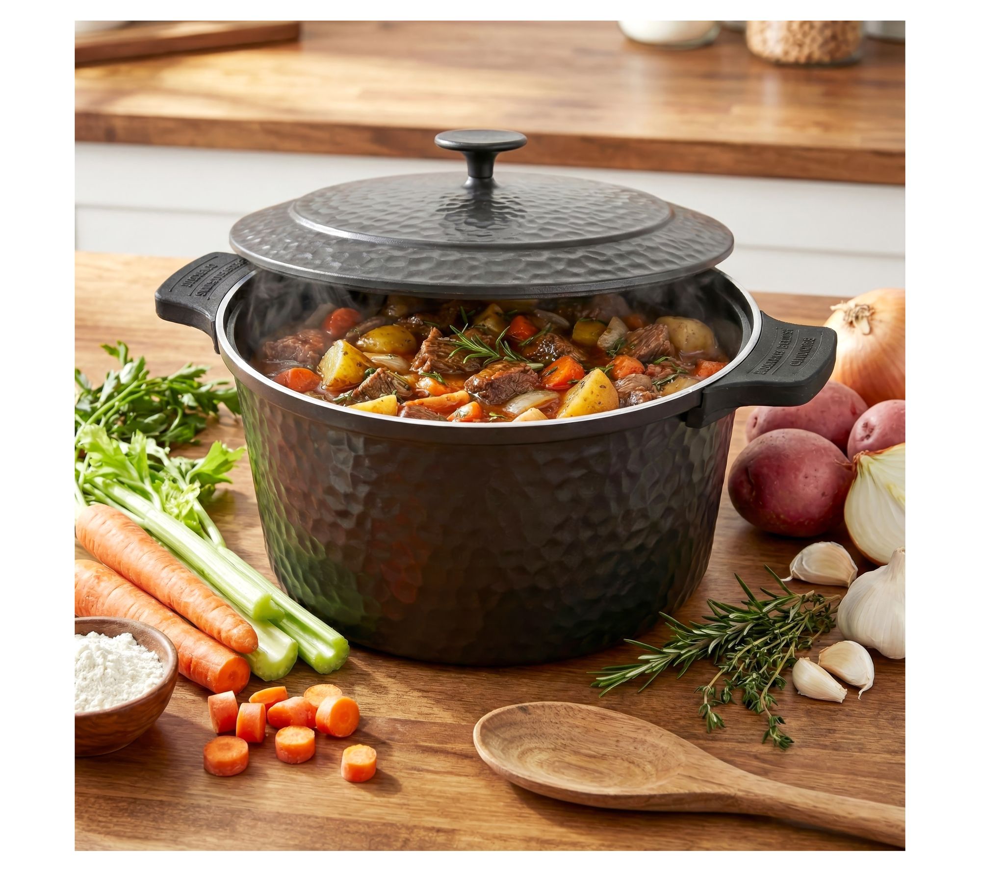 Gotham Steel 5 Quart Nonstick Ceramic HammeredDutch Oven