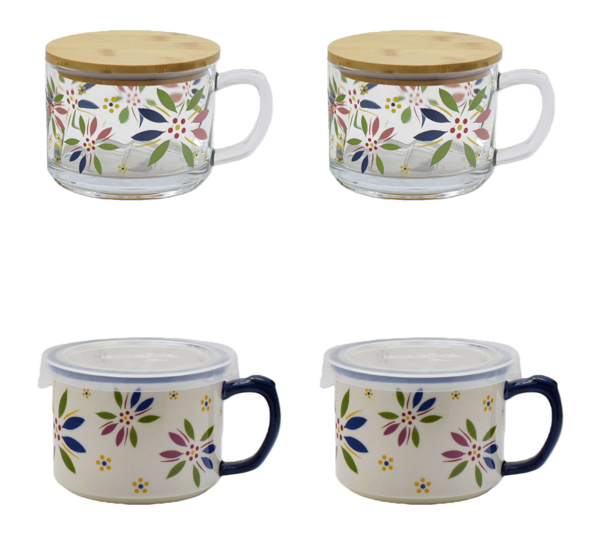 "As Is" Temp-tations Set/4 Ceramic and Glass Seal the Meal Mugs