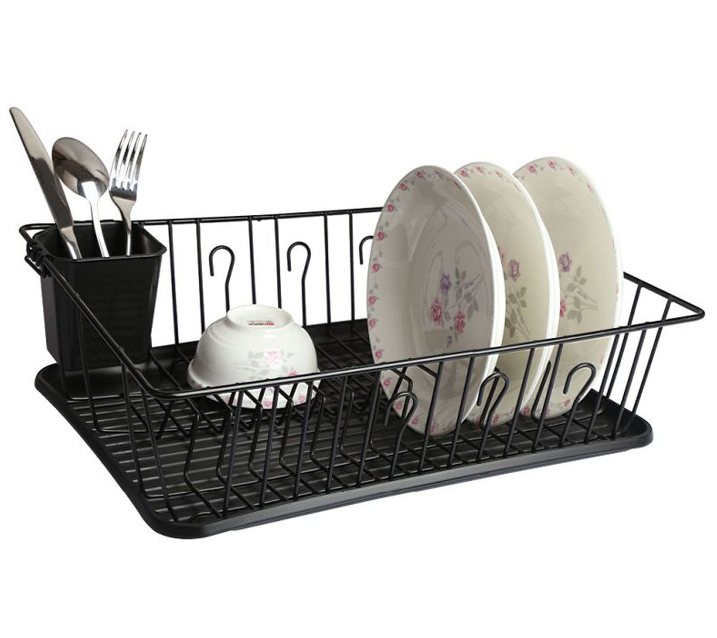 WORTH Bamboo Dish Drying Rack, 3 Tier Collapsible Dish Rack with Utensil  Holder