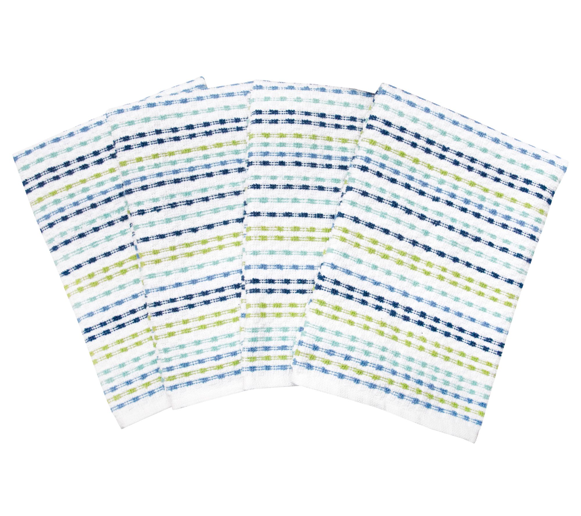 Ritz Light Blue Cotton Terry Horizontal Stripe Bar Mop Dish Cloth Set of 6