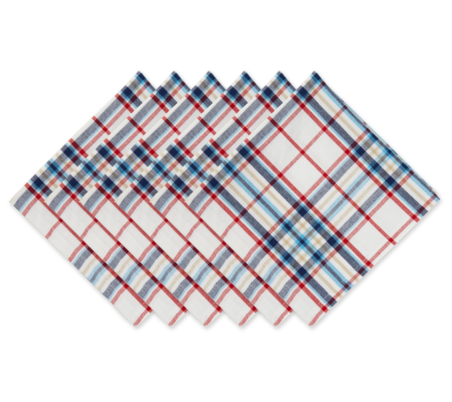 Design Imports Set of 6 Lighthouse Plaid Napkins