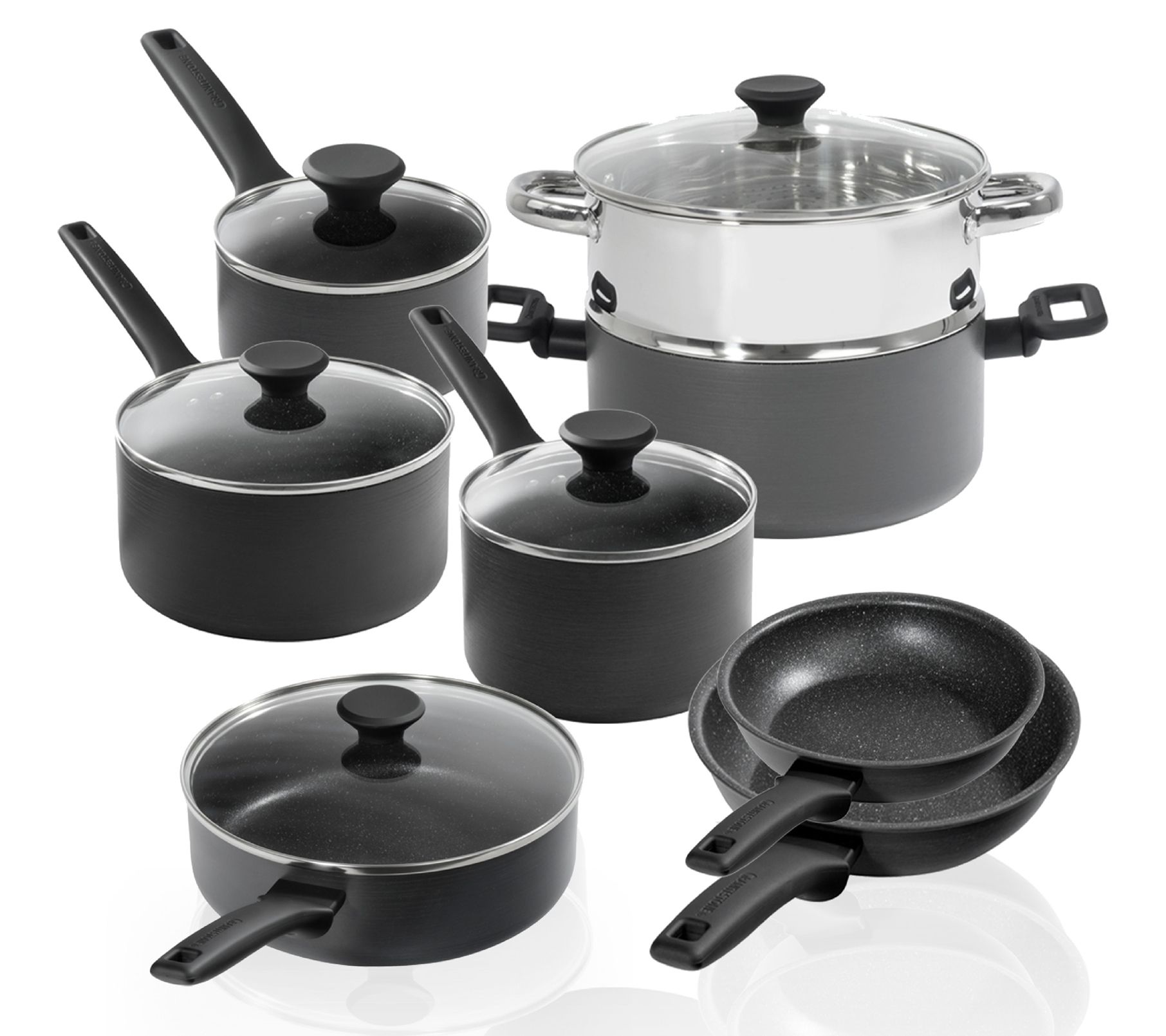 Meyer Accent Series Hard Anodized and Stainless Steel Cookware Essentials Set, 6-Piece, Matte Black