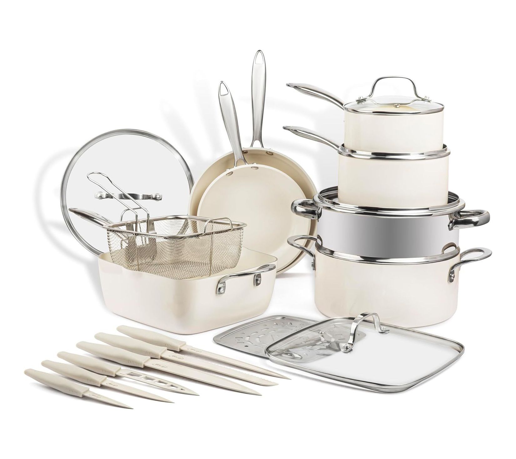 Gotham Steel Naturals 20-pc Nonstick Cookware S et & Knife Set