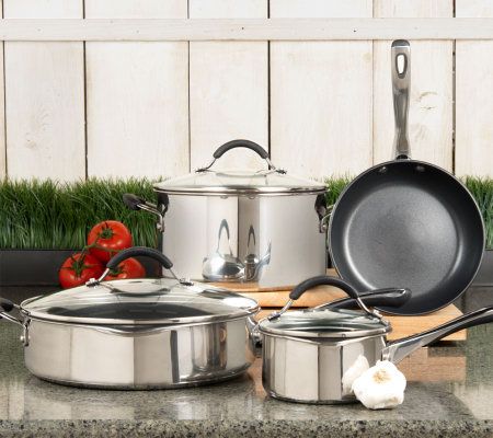 CooksEssentials Stainless Steel II Nonstick 10pc. Cookware Set