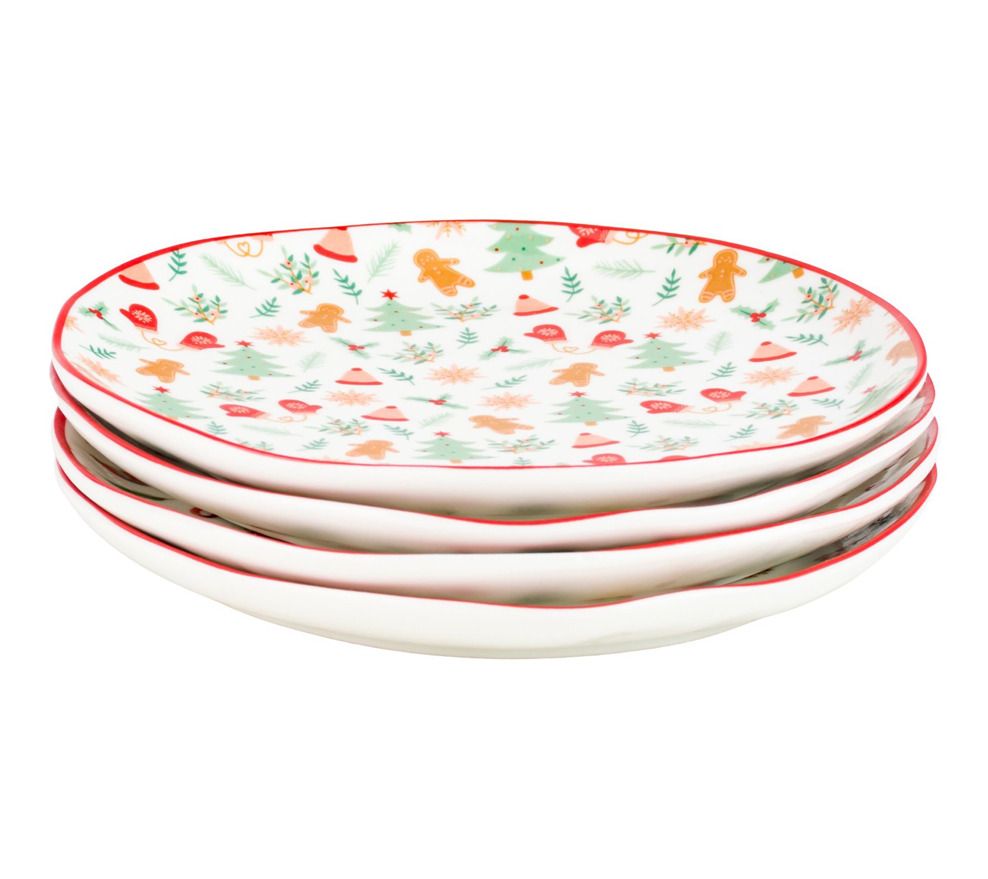 10 Strawberry Street Set of 4 Bella Holiday Appetizer Plates