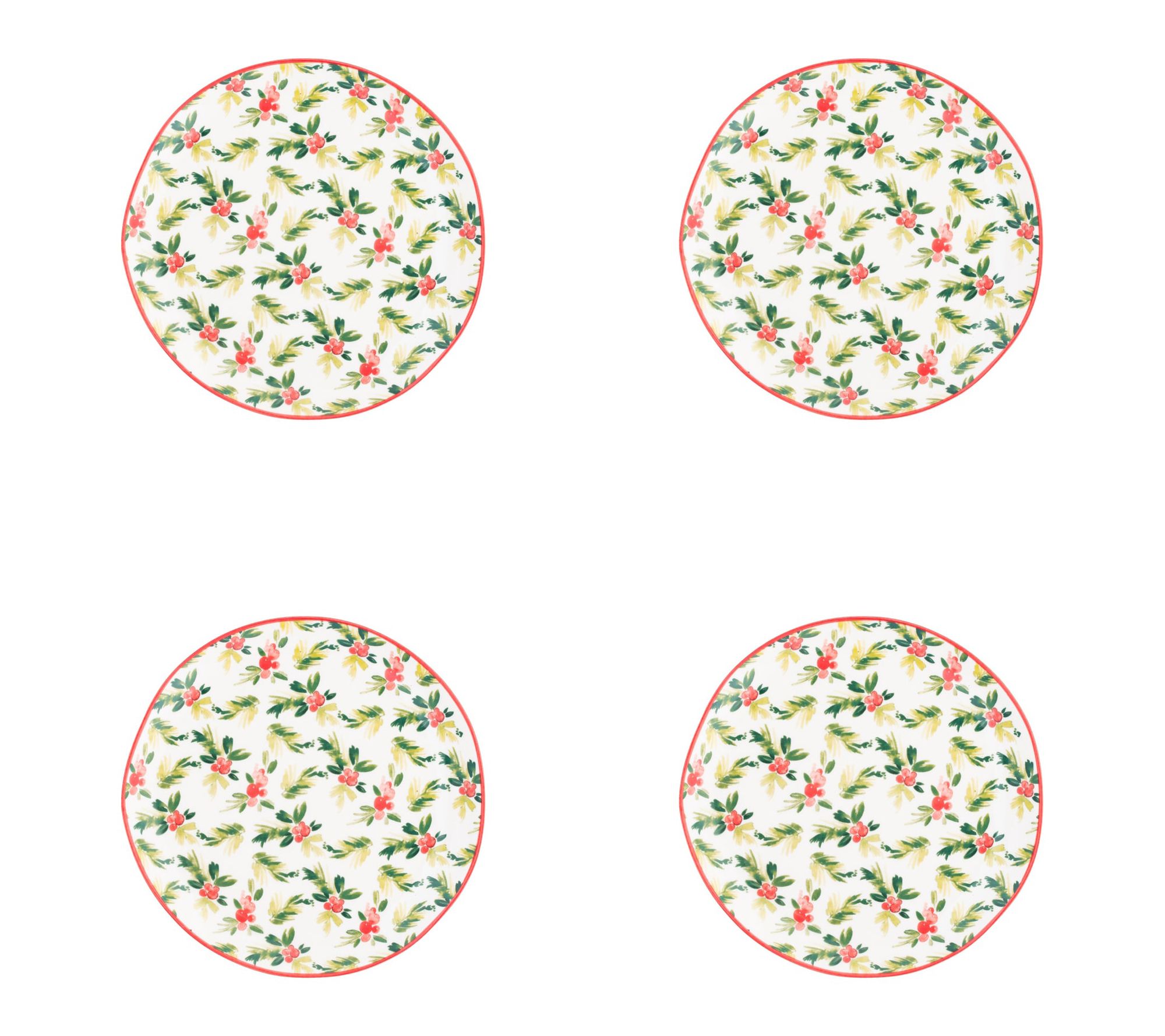 10 Strawberry Street Set of 4 Bella Holiday Appetizer Plates