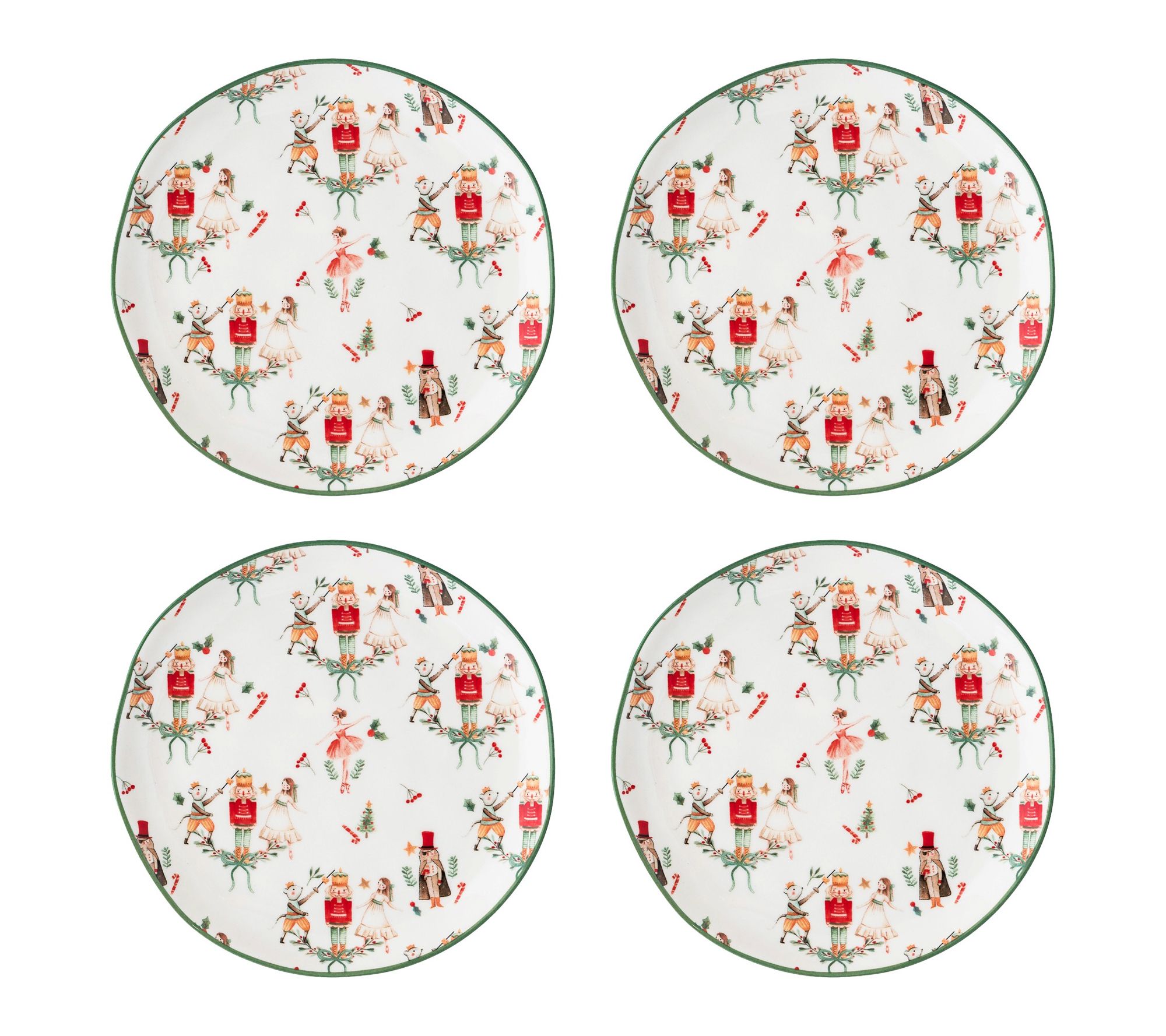 10 Strawberry Street Set of 4 Bella Holiday Appetizer Plates
