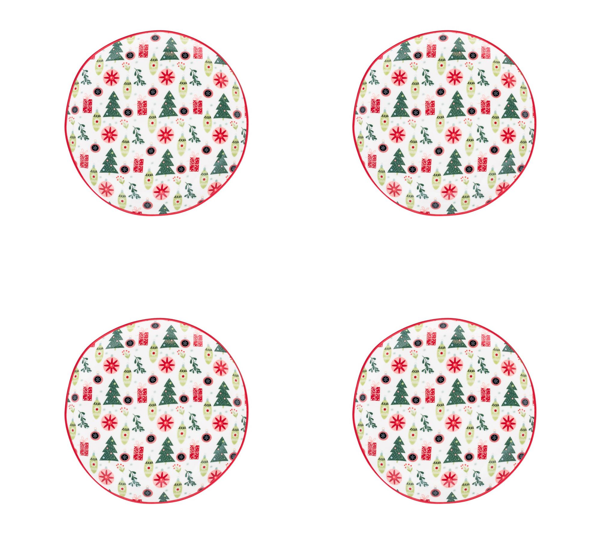 10 Strawberry Street Set of 4 Bella Holiday Appetizer Plates