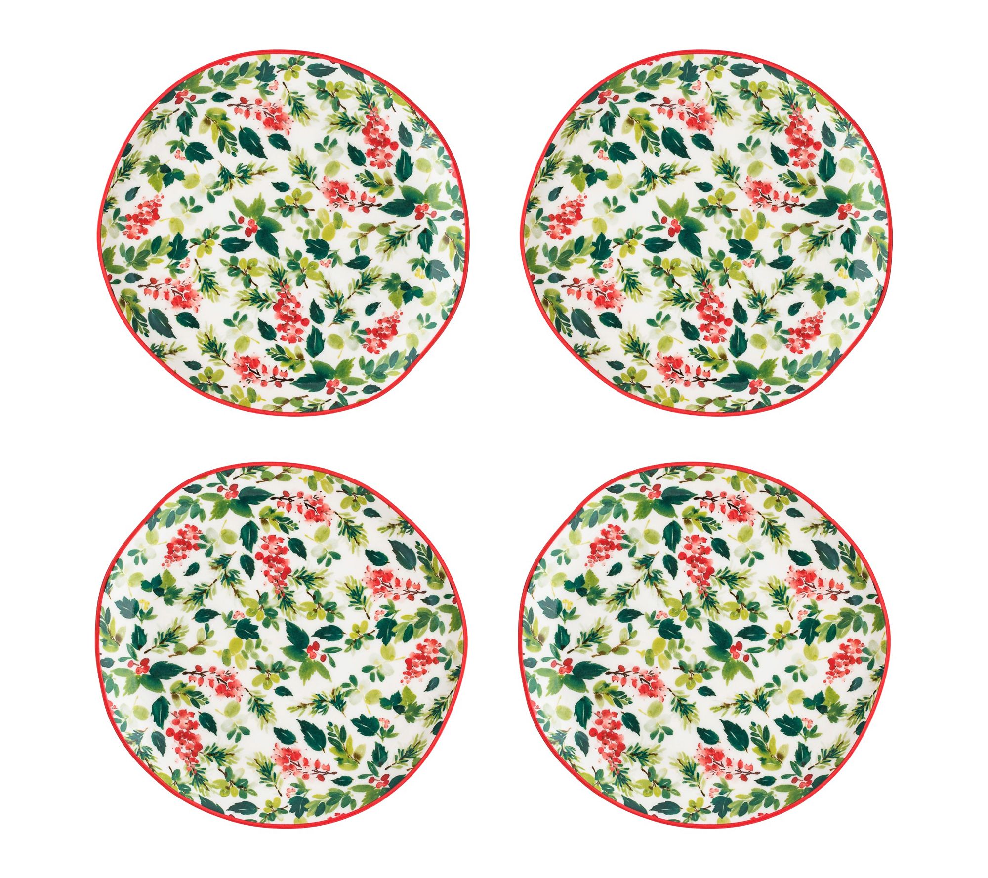 10 Strawberry Street Set of 4 Bella Holiday Appetizer Plates