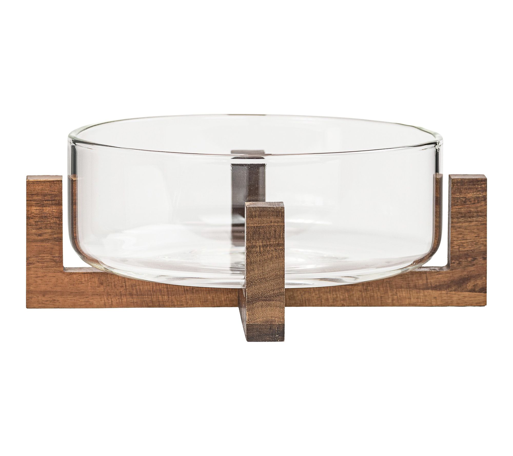 10 Strawberry Street Everyday Acacia Glass Bowlw. pedestal