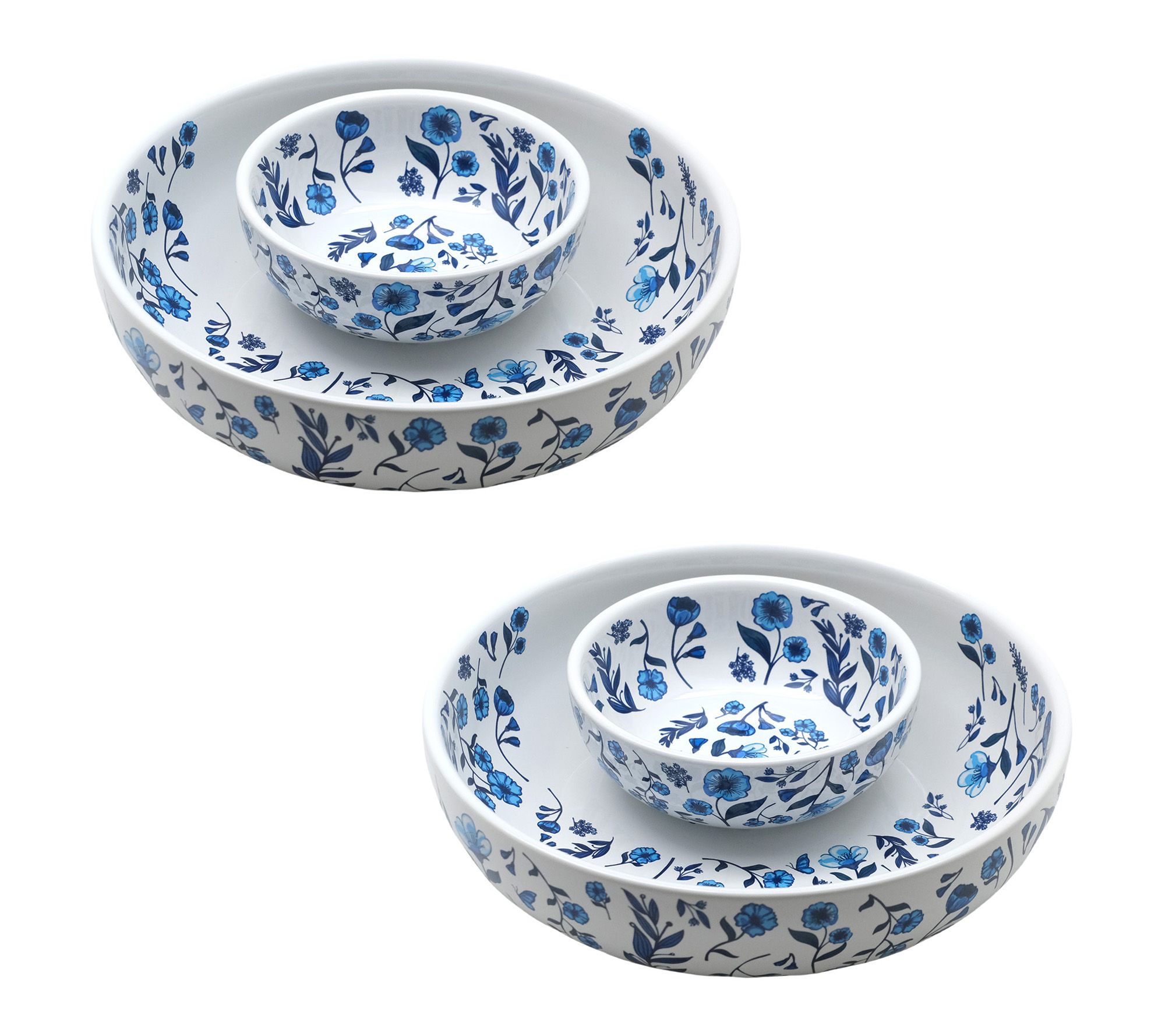 "As Is" Temp-tations S/2 Personal Snack Tray/Chip and Dip Bowl