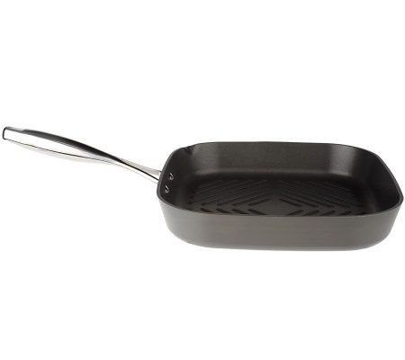 Technique Style Hard Anodized 11 Grill Pan w/Glass Press CooksEssentials 