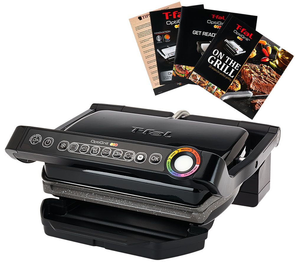 stof Fremragende hed T-Fal Opti Grill with Ceramic Plates & Recipe Book - QVC.com