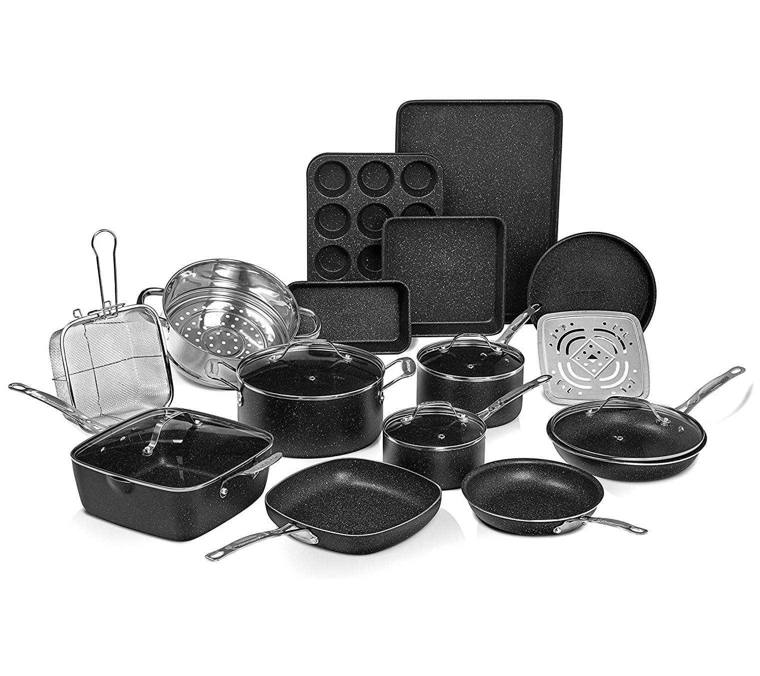 Granitestone Blue 20-Pc Nonstick Pots and Pans Complete Cookware Set