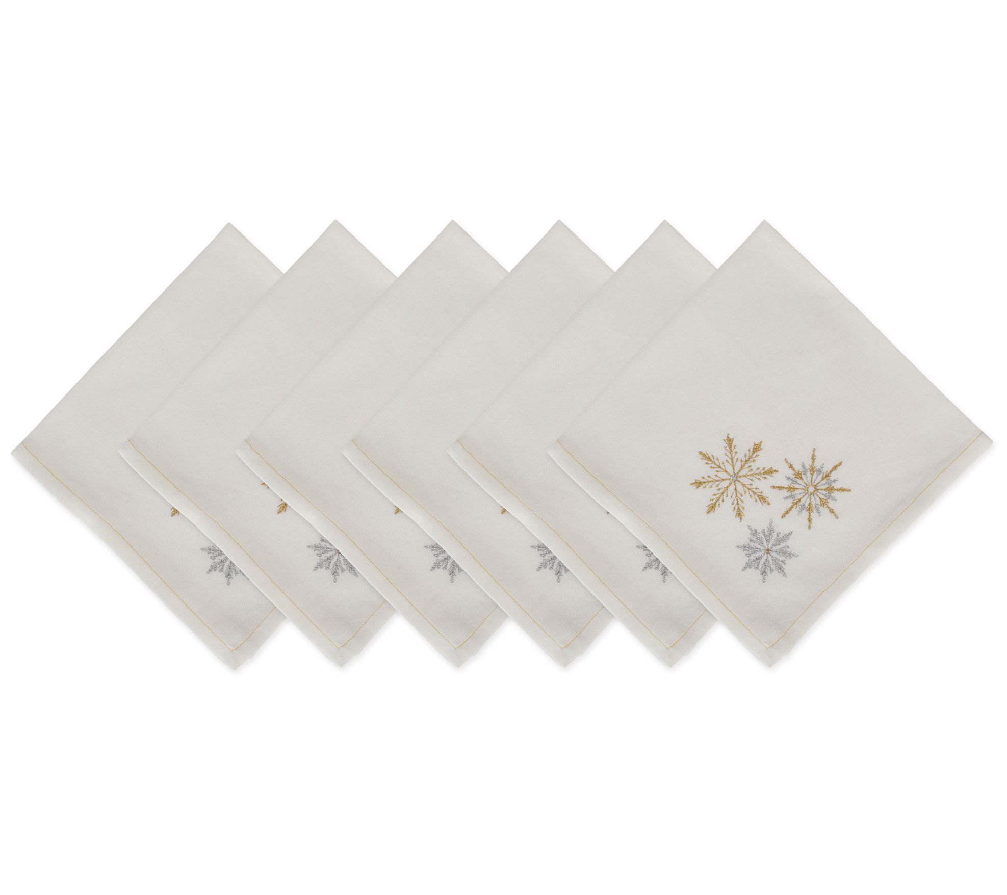 Design Imports Set/6 Sparkle S nowflakes Embro idered Napkins