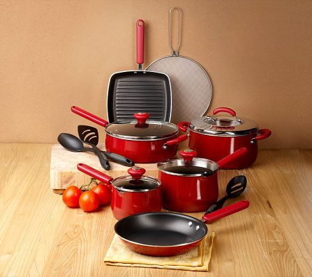 CooksEssentials Porcelain Enamel Nonstick 9-pc. Cookware Set 