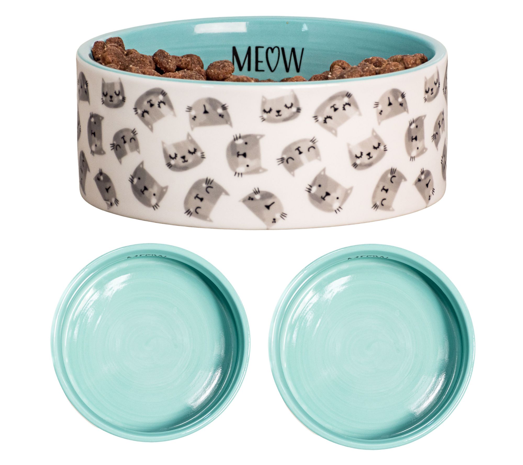 10 Strawberry Street Set of 2 Cat Face Pattern et Dishes