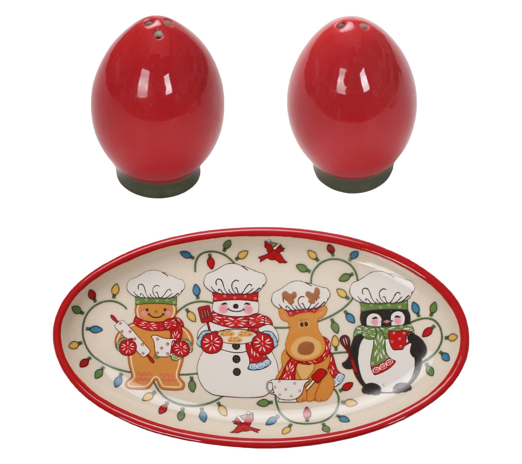 "As Is" Temp-tations Seasonal Salt and Pepper Set with Plate