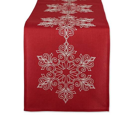 Design Imports 14" x 70" Sparkle Snowflakes Table Runner